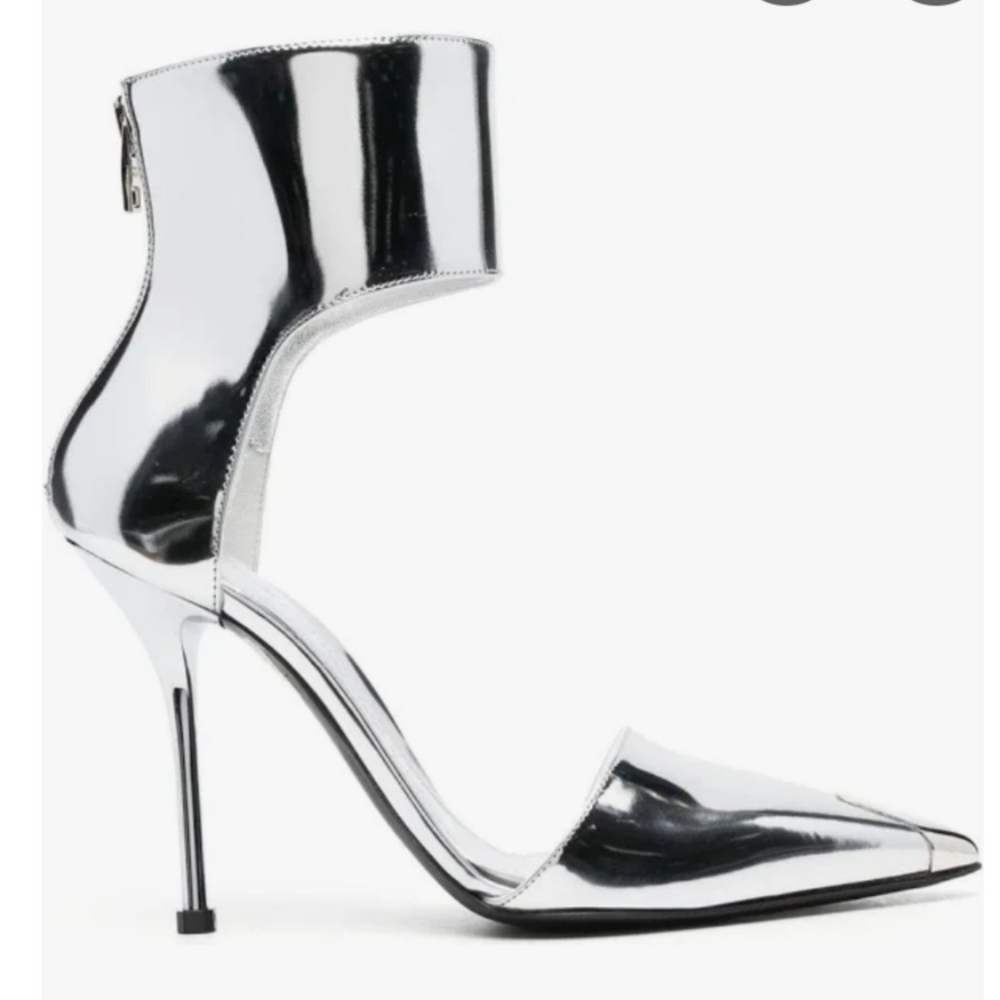 Alexander McQueen  Silver High Heel Stiletto Pumps 38.5 New